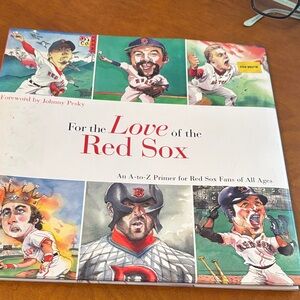Red Sox memorabilia. Several books and magazines and wood plaque
